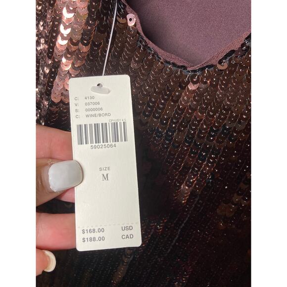 ANTHROPOLIGIE Maeve Kara brown sequin shift cocktail dress size Medium NWT - Picture 6 of 8